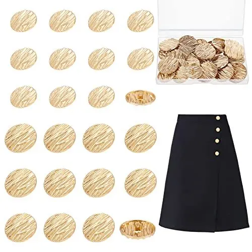 Produktbild: AHANDMAKER 32 Stück Ösenknopf Aus Legierung, Flacher Metallknopf Goldene Blazer-Knöpfe Knopf Zum Annähen Für Jacke Anzug Wollmantel Hemd Hose Nähen Basteln Und Schmuckherstellung, 25mm/30mm