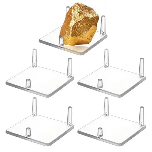 Produktbild: AHANDMAKER 5 Stück Stein Ausstellungsständer 3 Pegs Acryl Quadrat Display Staffelei Steht Für Geoden Mineralienhalter Kleine Sammlerstücke Ausstellungsständer Zur Präsentation von Geoden
