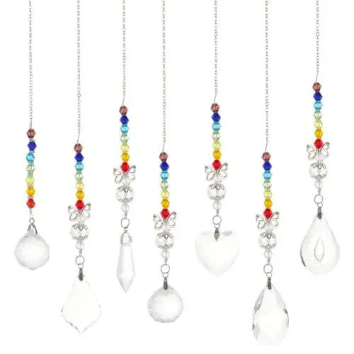 Produktbild: AHANDMAKER 7 Stück Kristall-Sonnenfänger Zum Aufhängen, Kristalle, Ornament Für Fenster, Prismen, Anhänger, Regenbogen-Maker, Hängende Sonnenfänger Für Weihnachtsbaum, Party, Haus, Garten, Dekoration