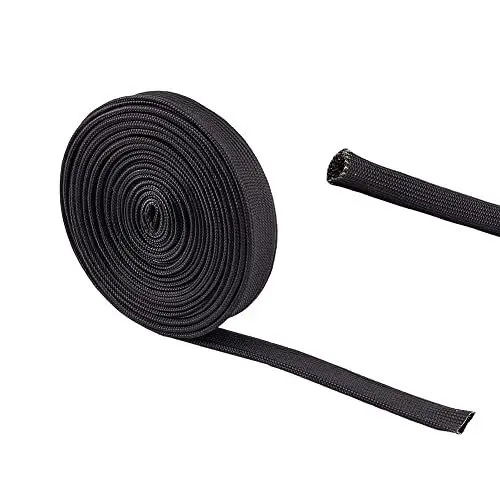 Produktbild: AHANDMAKER Heat Hose Fiberglas Wrap Shield Sleeve, 16Ft 12mm Schwarzer Draht Kraftstoffleitung Hitzeschild Bremsrolle Hochtemperatur-Bremsleitungskabel Zum Schutz des Autokabelbaums
