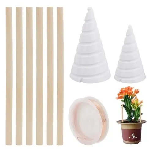 Produktbild: AHANDMAKER Kupferdraht Für Elektrokultur Gartenbau Elektrokultur Kupferspulenantennen Für Pflanzen Holzpfähle Antennen Für Gartenpflanzen Gemüse Luftpflanzenhalter