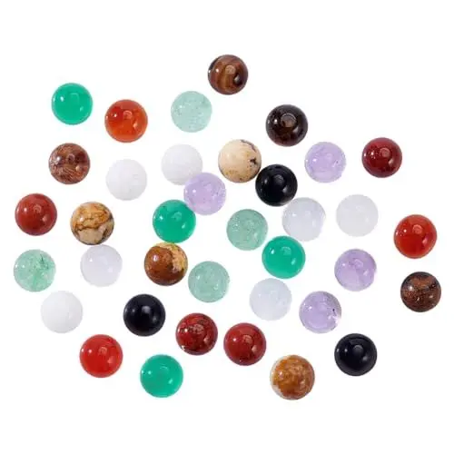 Produktbild: AHANDMAKER Natursteinperlen, 40 Stück, Halbrund, Edelstein, Runde Lose Perlen, 3x2mm, Für DIY-Armbänder, Halsketten, Ohrringe, Schmuckherstellung