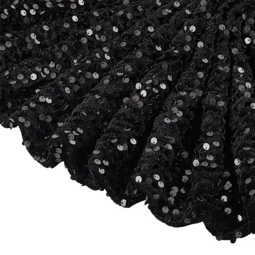 Produktbild: AHANDMAKER Paillettenstoff, Meterware, 2 Yard, Wendbarer Glitzerstoff, Polyesterstoff, Für Den Außenbereich, Paillettenstoff Zum Nähen von Kleidung, Kleidern, Kleidern, Schwarz