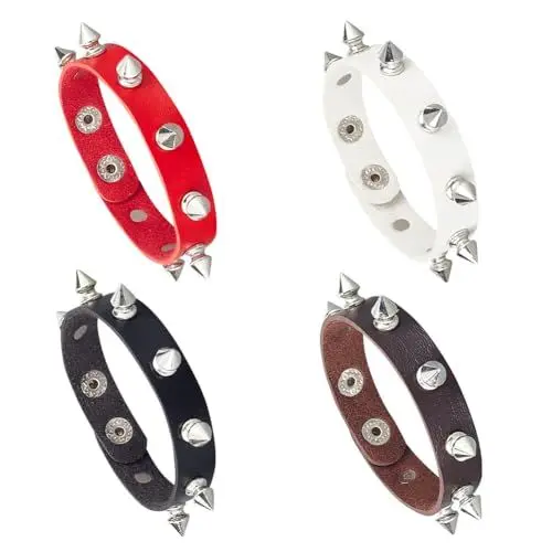 Produktbild: AHANDMAKER Punk-Lederarmband, Gothic-Armband Mit Nietenschnalle, Verstellbares Goth-Manschettenarmband, Ledermanschette, Punk-Armband Für Männer Und Frauen, Party-Deko-Schmuck