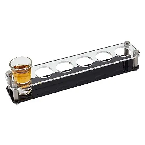 Produktbild: AHANDMAKER Schnapsglashalter Tablett, 6-Loch-Acryl-Bar-Verkostungs-Serviertablett Wein Schnapsgläser Display, Whiskey Glass Cup Rack Organizer Für Restaurant Club Bar Party Familientreffen, Horizontal
