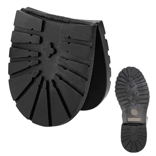 Produktbild: AHANDMAKER Ersatz-Gummiaußensohle Für Schuhe, Strapazierfähiges Gummi-Halbsohlen-Reparatur-Sohlenpolster, Rutschfeste Schuhsohlen Für Lederschuhe, Sportschuhe, Wanderstiefel, Schwarze Absatzsohlen