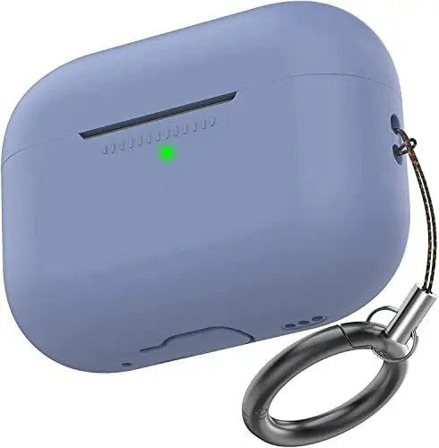 Produktbild: AhaStyle AirPods Pro 2 Schutzhülle aus weichem Silikon, AirPods Pro 2. Generation, mit Karabiner, stoßfest, für Apple AirPods Pro 2 2024/2023/2022, Ladehülle (Niederländisches Blau)