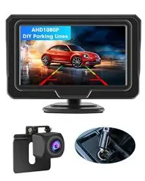Produktbild: AHD 1080P Rückfahrkamera mit Monitor Rückfahrkamera Auto DIY-Rückfahr Anleitung Keine Lochmontage IP68 Wasserdicht Super-Nachtsicht Einparkhilfe System 4.3'' LCD Rückansicht Bildschirm