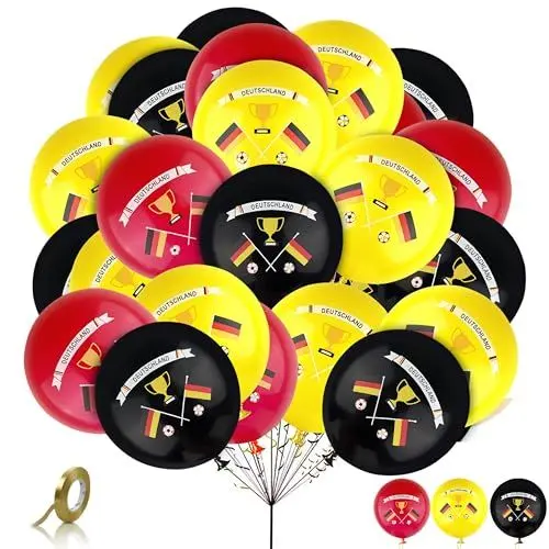 Produktbild: AhfuLife Deutschland Fussball Luftballons für Damen Fußball EM 2025, 30 Stück Deutsche 2025 Dekoration Deutschland Deko Ballons für Eurovision 2025 WM Olympia Haus Bar Garten Party Dekoration