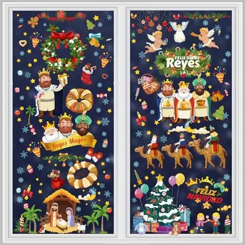 Produktbild: AhfuLife Fensterbilder Dreikönigsfest, 9 Blätter Selbstklebend Fenstersticker, Wiederverwendbar Fensterdekoration für Party Deko