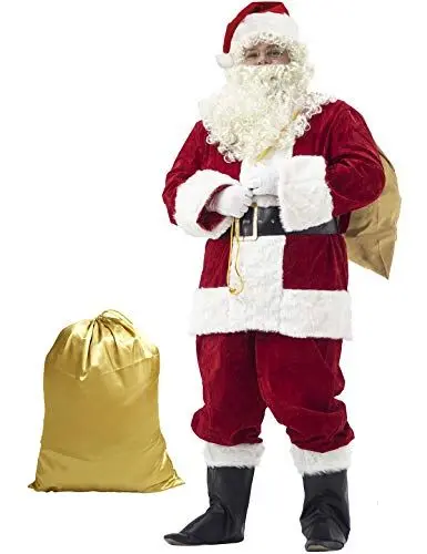 Produktbild: Ahititi Weihnachtsmann Kostüm Deluxe, Nikolauskostüm Santa Claus-Erwachsenenkostüm 10-Teilig (XXX-Large)