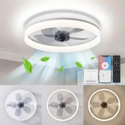 Produktbild: AHXIAOZN Deckenventilator mit Beleuchtung, LED Deckenventilator mit Lampe und Timer Fernbedienung, 6 Geschwindigkeiten Leise Dimmbar Ventilator Deckenlampe, Moderne Deckenventilator Licht (Weiß)