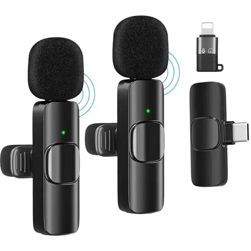 Produktbild: AHYBZN Lavalier Mikrofone für iPhone,Kabellose Clip-Mikrofone (iOS&USB-C 2Mic) für Videoaufnahmen,Interviews,Konferenzen,Podcasts,Live-Streaming