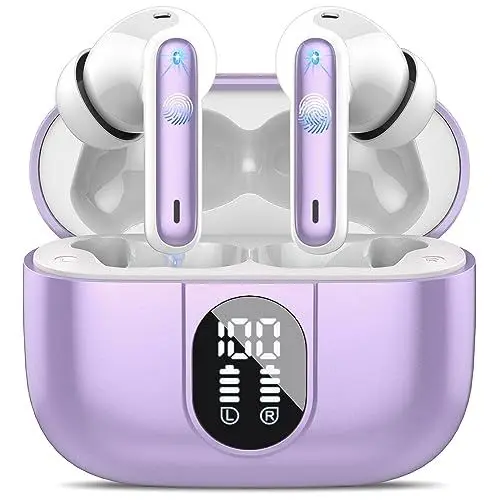 Produktbild: AI Kopfhörer Übersetzer, 3-in-1Bluetooth 5.3 Echtzeit Sprachübersetzer Kopfhörer mit 164 Sprachen/6 Übersetzungsmodi, 40Std Übersetzer Ohrhörer mit ENC Mic und App für Lernen, Reisen, Business Violett