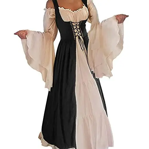 Produktbild: Aibaowedding Renaissance Kleid Damen Mittelalter Kleid Mittelalter Kostüme Damen (A-schwarz, Small/Medium)