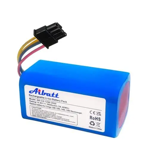 Produktbild: Aibatt Li-ion akku,Ersatzakku für Cecotec Conga Excellence 1290, Conga 1290, Conga1390, Conga1390, Conga1490, Conga 1590 Excellence Staubsauger.(14.4V / 2600mAh)