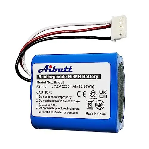 Produktbild: Aibatt NI-MH akku wiederaufladbar, Ersatz-akku für IRobot Braava 380, 380T, 390T,Kompatibel mit Mint 5200 5200B 5200C Reinigungs Roboter(7.2V/2200mAh)