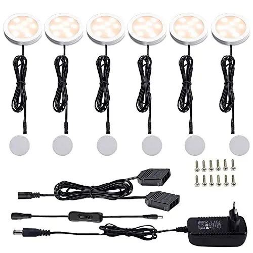 Produktbild: AIBOO Unterbauleuchte Küche LED Schrankbeleuchtung 6 Stück,Warmweiß Slim Bright Schranklicht Dimmbar Schrankleucht Schranklicht Vitrinenbeleuchtung für Küche,Badezimmer,Schlafzimmer