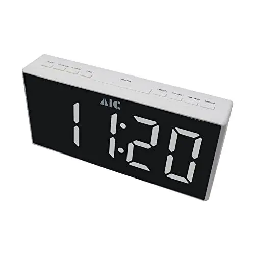 Produktbild: AIC Küchenradio Digital mit großem Display, Küchenuhr, FM-Radio, Wecker, Digital Dual Alarm Clock, dimmbares LED-Display in 5 Stufen, kein Ticken, weiß