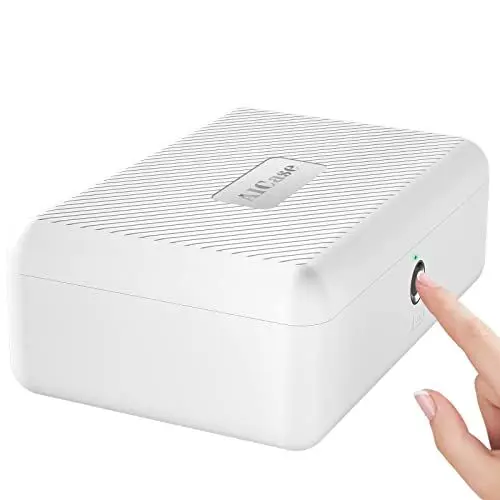 Produktbild: AICase Tresor mit biometrischer Fingerabdruckerkennung für unterwegs und zu Hause, Tragbare Sicherheitsbox mit Fingerprint und Morse-Code·· Geldkassette, Wertschutztresore, Safe Deposit Box·· Weiß