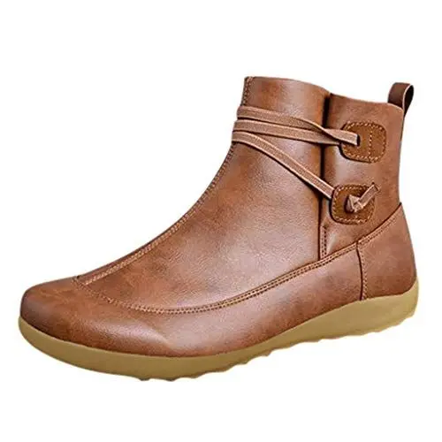 Produktbild: AIchenYW Damenstiefeletten Glattleder Bequemes Futter Stiefel for Damen Comfortable Stretch Stiefel Gummistiefel Anti-Rutsch Atmungsaktiv Bequem Wasserdicht Damenschuhe Elegant und Bequem (Brown, 38)