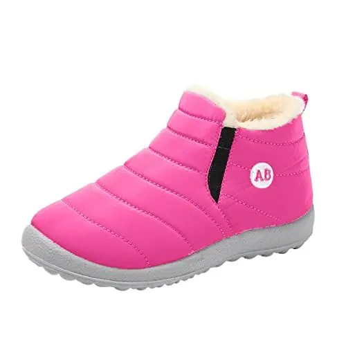 Produktbild: AIchenYW Kinderschuhe Mädchen Stiefeletten Atmungsaktive Kinder Winter Kinderstiefel Flache Spritzer warme Kurzschlauch Schneestiefel Kinder Stiefel Warm Gefütterte Schneestiefel (Pink 35.5 Big Kids)