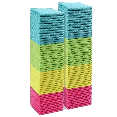 Produktbild: AIDEA Microfasertücher 100 Stück, Mikrofasertücher Mikrofaser Putzlappen Küch Reinigungstücher Geschirrtücher für Haus, Auto, Motorrad, Fenster, 30 x 30 cm