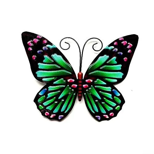 Produktbild: AIDNTBEO 16 × 12 × 0,5 cm Metallschmetterlinge für schöne, helle Gartendekoration, Wandkunst, Dekoration, hochwertiges Grün