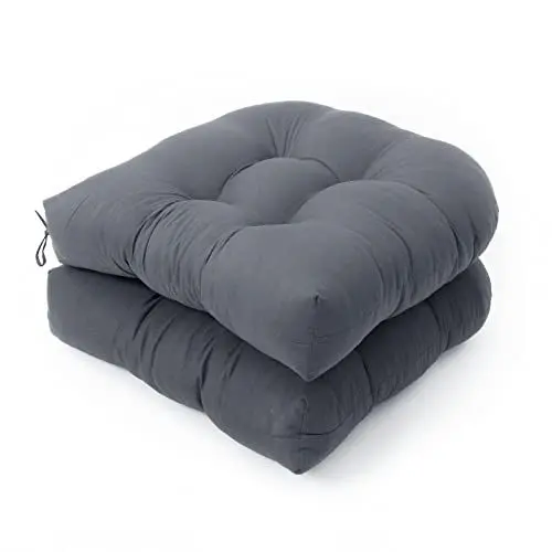 Produktbild: AIDNTBEO U-förmige Outdoor-Kissen 2-teilig 19x19 Outdoor-Stuhlkissen Kissen für Outdoor-Möbel Polyester-Füllung Dunkelgrau