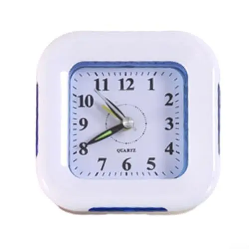 Produktbild: AIDNTBEO Wecker, einfacher kleiner Kunststoffwecker, kleine Reiseuhr, robuste ABS-Schale für Schlafzimmer, Büro, Tisch, 9,5 x 9,5 x 4 cm (blau)