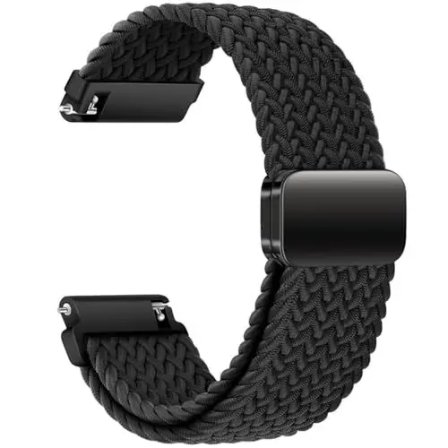 Produktbild: AidorMax Nylon Uhrenarmband 22mm mit Verstellbares Magnetischem Verschluss für Herren und Damen, Bequeme Passform Elastisches Ersatzarmband für Smartwatches und Uhren (Schwarz)