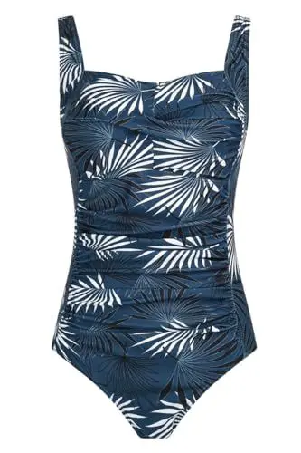 Produktbild: Aidotop Damen Einteilige Badeanzug Monokini Verstellbarer Schultergurt Badeanzüge Falten Bademode Schwimmanzug(XXL, 20Blue Leaf)