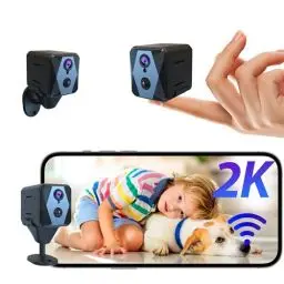 Produktbild: aidowocam Mini Kamera,2K Überwachungskamera Innen, Kamera Überwachung Innen,WiFikamera Live Übertragung Handy APP Für Lange Standby Akku Kamera,Bewegungsmelder/Nachtsicht/Cloud