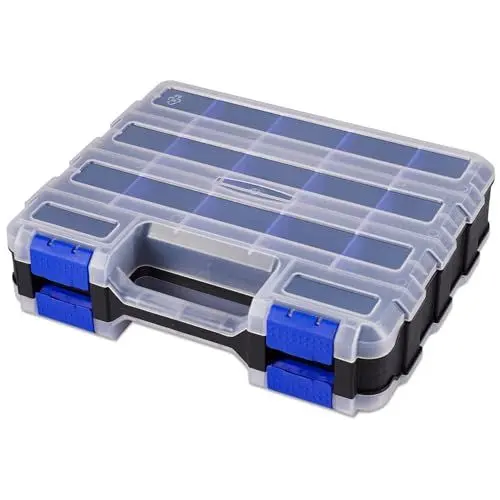 Produktbild: AIDY-PRO Doppelseitige Schrauben Sortierbox, 34 Fächer Kleinteile Organizer mit Abnehmbarer Trennstege, Schraubenbox Aufbewahrung werkzeug organizer für Schrauben Nägel und Kleinteile(Gelb)