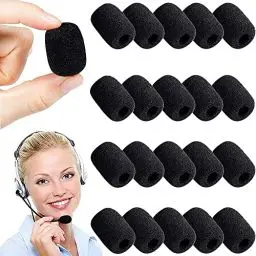 Produktbild: Aieraczy 40 Stück Mikrofon Schaumstoff Mini, Mikrofon Windschutz Headset, Mikrofon Schutz Schaumstoff,Klein Popschutz Mikrofon für Klassenzimmer, Unterricht, Bühnenperformance, Treffen, Schwarz