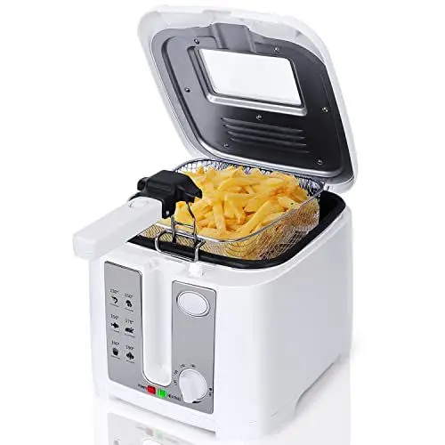 Produktbild: Aigostar 2,5 Liter Fritteuse mit Sichtfenster, Einfach zu reinigen, einstellbare Temperaturregelung, 1650 W, Weiß