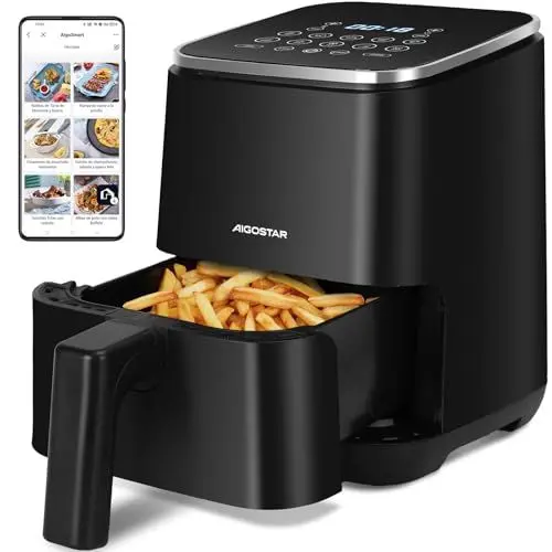 Produktbild: Aigostar Dot - Heißluftfritteuse 2L, Airfryer mit 8 Programmen und LED-Touchscreen, 1200W, einstellbare Zeit und Temperatur, herausnehmbarer Antihaft-Rost, leicht zu reinigen, BPA-frei
