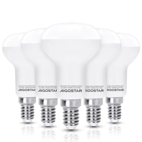 Produktbild: Aigostar E14 LED Reflektor Kaltweiß 7W Lampe 610 Lumen Glühbirne Leutchtmittel 6500 Kelvin, R50 170° Abstrahlwinkel Energiesparlampe, 5 Stücke