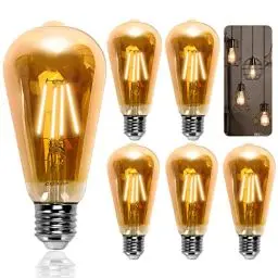 Produktbild: Aigostar Edison Vintage lampe E27,4W LED Lampen Vintage Antike Glühlampe, Warmweiß 2200K, 400LM Dekorative Glühbirne, Ideal für Nostalgie und Retro Beleuchtung im Haus Café Bar-5 Stück