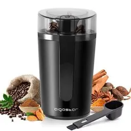 Produktbild: Aigostar Elektrische Kaffeemühle Mahlgrad Einstellbar BPA Frei Caffe Grinder Mixer Mühle Zerkleinerer für Kaffeebohne Leinsamen Nuss Gewürze Getreide 60g 200W
