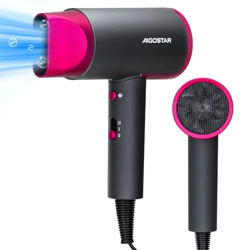 Produktbild: Aigostar Haartrockner Ionen, 2200W Föhn, Negative Ion Technologie, 2 Geschwindigkeiten, 2 Heiz- und Kaltstufen, Leichter Tragbarer Haartrockner für Zuhause, Salon & Studentenwohnheim, Grau - Dora