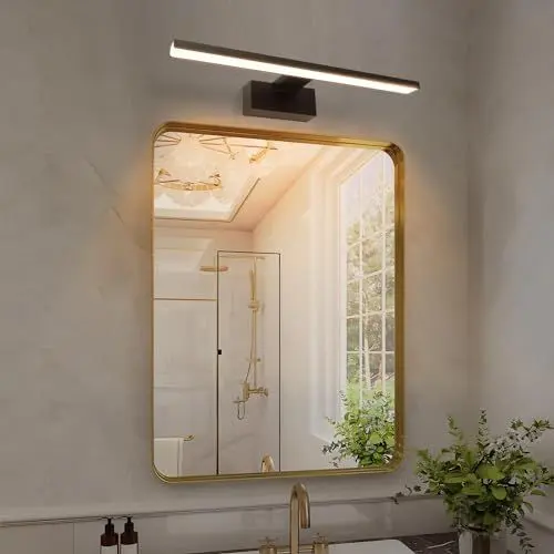 Produktbild: Aigostar LED Spiegelbeleuchtung 40cm – 8W 560LM Warmweiß 4000K， IP44 Badezimmer-Wandleuchte Schwarz， 230V (Licht für Spiegel/Make-up-Bereich)