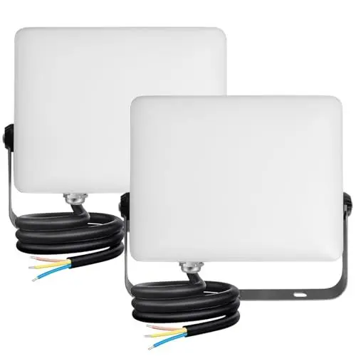 Produktbild: Aigostar LED Strahler Außen 50W,5500LM Superhell LED Fluter,IP65 Wasserdicht Außenstrahler, 4000K Naturweiß Scheinwerfer Wandleuchtefür Garten, Innenhöfe,Garage,Sportplatz,2 Stück