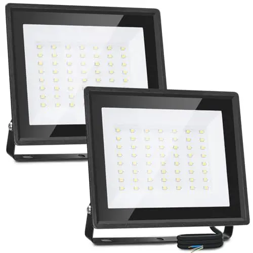 Produktbild: Aigostar LED Strahler Außen Innen 50W 4300LM Kaltweiss 6500K Ledstrahler Scheinwerfer IP65 Wasserdicht LED Außenstrahler für Hell Garten Garage Sportplatz Hof Fluter