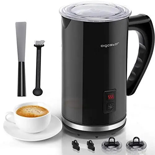 Produktbild: Aigostar Milchaufschäumer Elektrisch 500W 240ml, für heißer & kalter Milchschaum mit 3 Modi Milch Frother für Cappuccino, Latte, Mokka, Macchiato, heiße Schokolade, Geräuschloser Betrieb