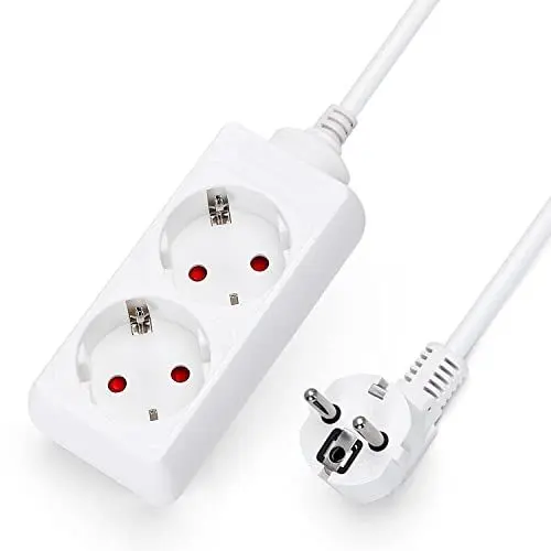 Produktbild: Aigostar Steckdosenleiste 2-fach Tischsteckdose Kindersicherung 3G1.5m㎡1'5m Kabel, Weiß
