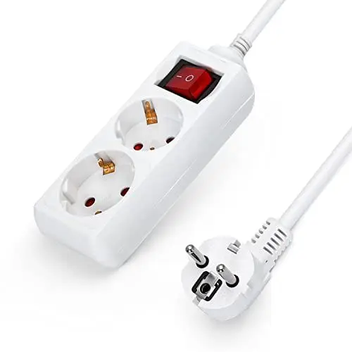 Produktbild: Aigostar Steckdosenleiste 2-fach mit Schalter Tischsteckdose Kindersicherung 3g1.0m㎡ 1.5 m Kabel, Weiß