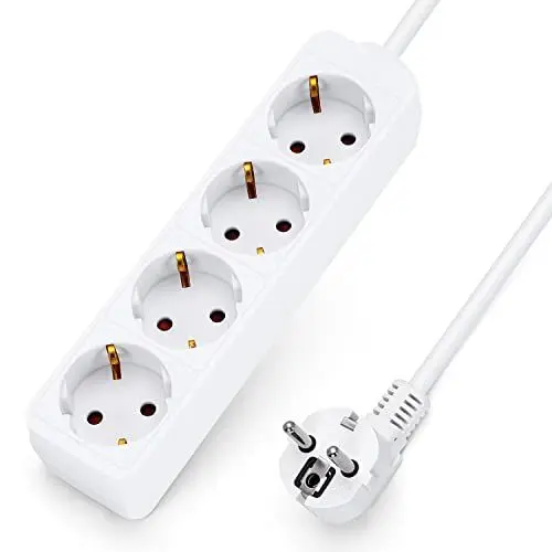 Produktbild: Aigostar Steckdosenleiste 4-fach Tischsteckdose Kindersicherung 3m Kabel, Weiß