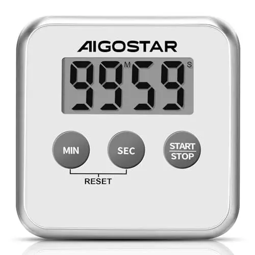 Produktbild: Aigostar Timer - Digitaler Küchentimer mit Großem LCD-Display, 3 in 1 Stoppuhr Countdown Wecker Timer, Multifunktionstimer mit Magnet, Ständer und Loch, zum Kochen, Studieren, Sport