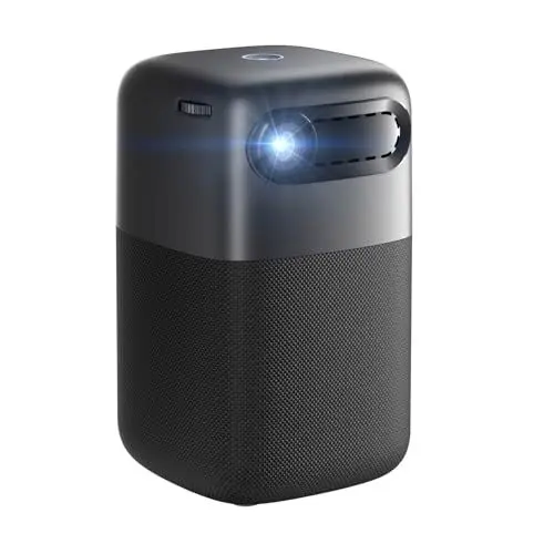 Produktbild: AIHOOR Mini Beamer,DLP Kabelloser Tragbarer Filmprojektor, 10000mAh Akku, 150 ASIN,5G WiFi Smart Projektor, Hochwertige Lautsprecher für Reisen, Partys, Short Throw, Android 9.0 Schwarz